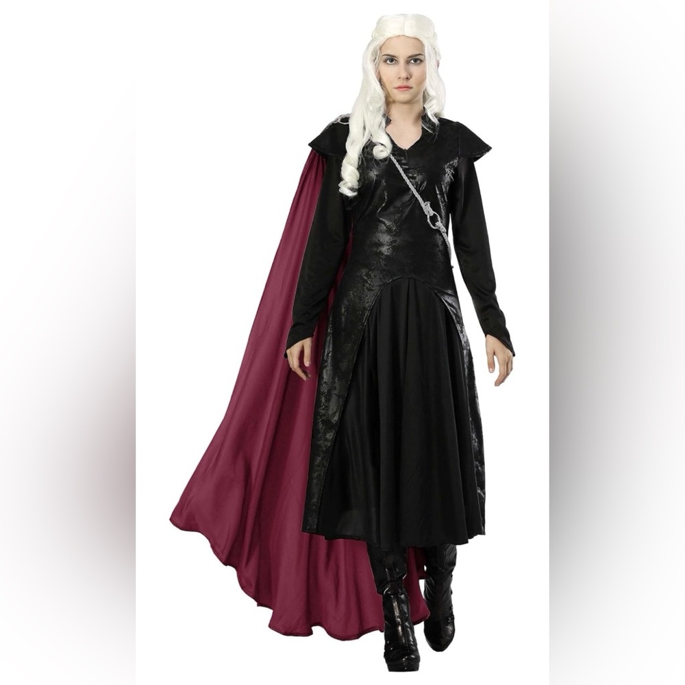 Adult Medieval Dragon Queen Costume Dragon Warrior Black Dress Halloween Outfit
